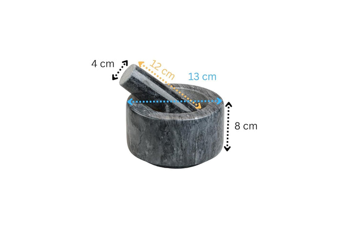 MOON HOME Mörser - Meteor grey, aus dunklem Marmor/Stein, Hochwertiger Steinmörser für Gewürze & Krä