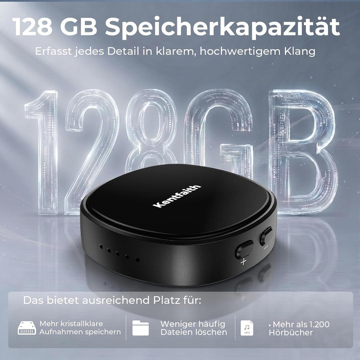 Kentfaith 128GB Magnetischer Diktiergerät, Diktiergerät Mini mit DSP-Rauschunterdrückung, 25 Stunden