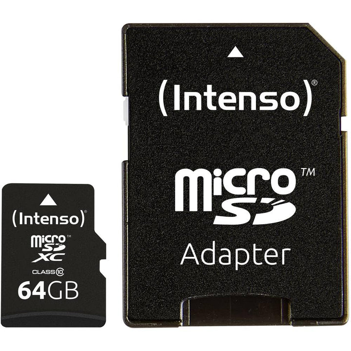 Intenso microSDXC 64GB Class 10 Speicherkarte inkl. SD-Adapter, schwarz Class 10 64, 64 GB