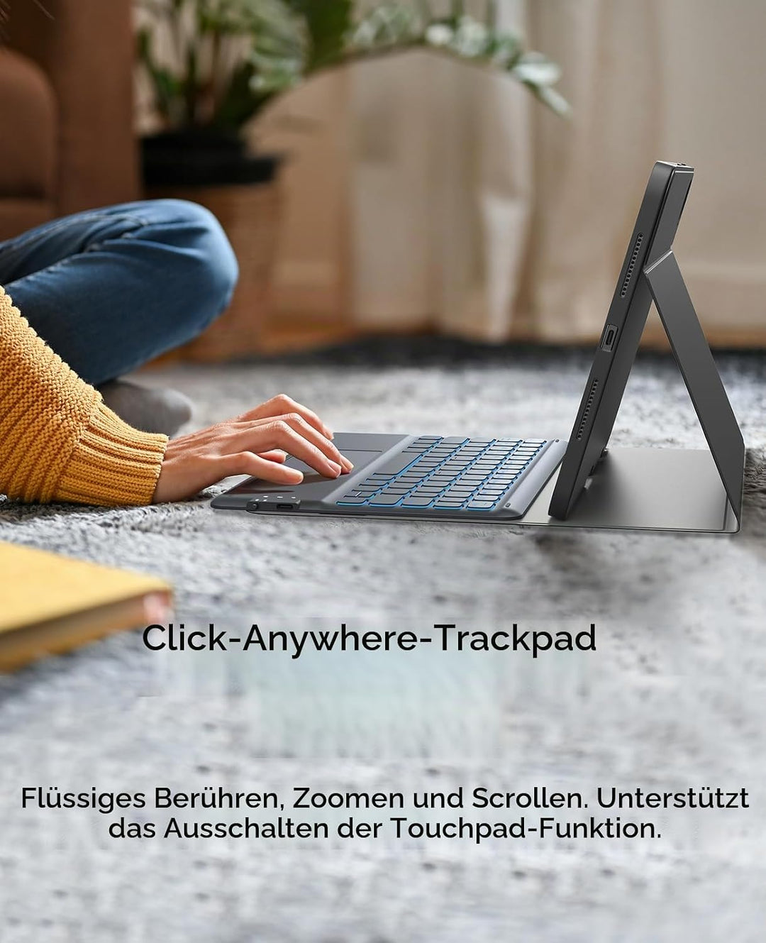 Earto Nur für iPad Pro 2024 Hülle mit Tastatur 11 Zoll, Multi Touch Trackpad, 19 mm Breites Tastenka