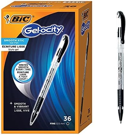 Gel-ocity smooth stic gel pen, fine point (0.5mm), black ink, 36-count, vibrant and smooth gel ink -