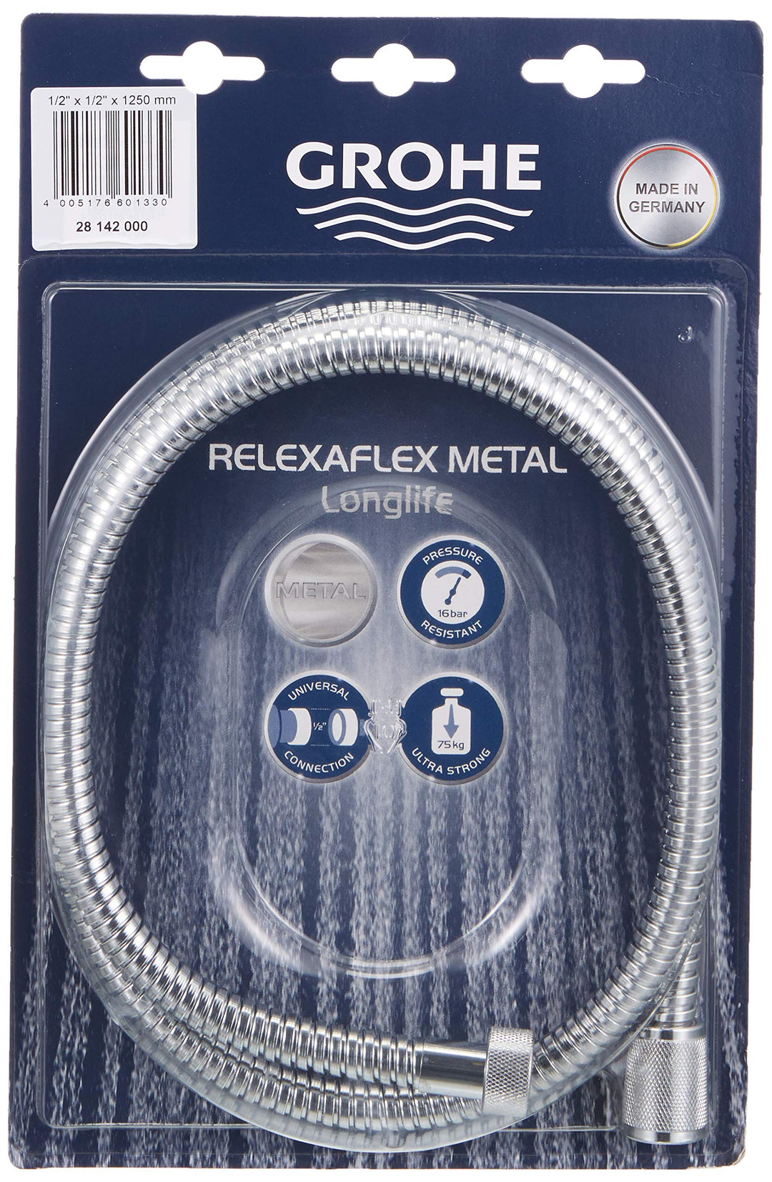 Grohe Relexaflex Metall Longlife Brausen und Duschsysteme (Metallbrauseschlauch 1250) chrom, 2814200