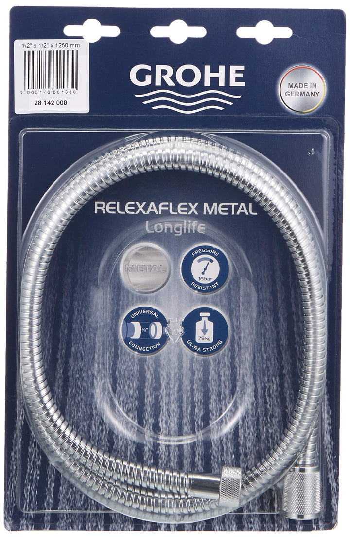 Grohe Relexaflex Metall Longlife Brausen und Duschsysteme (Metallbrauseschlauch 1250) chrom, 2814200