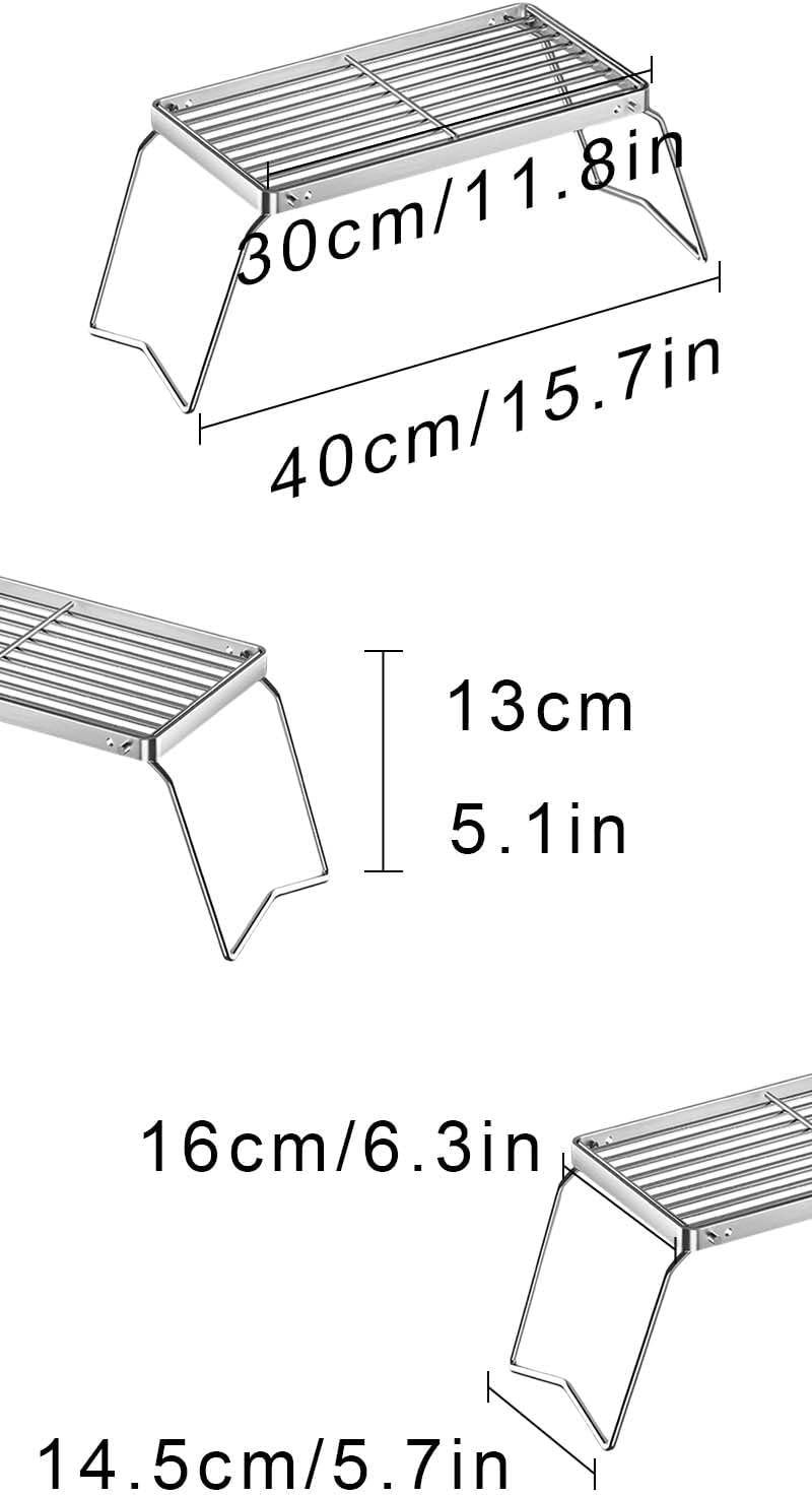 Outdoor Grillrost,Tragbarer Lagerfeuergrill,Edelstahl Klappbarer Grillgitter,Faltbarer Lagerfeuer Gr