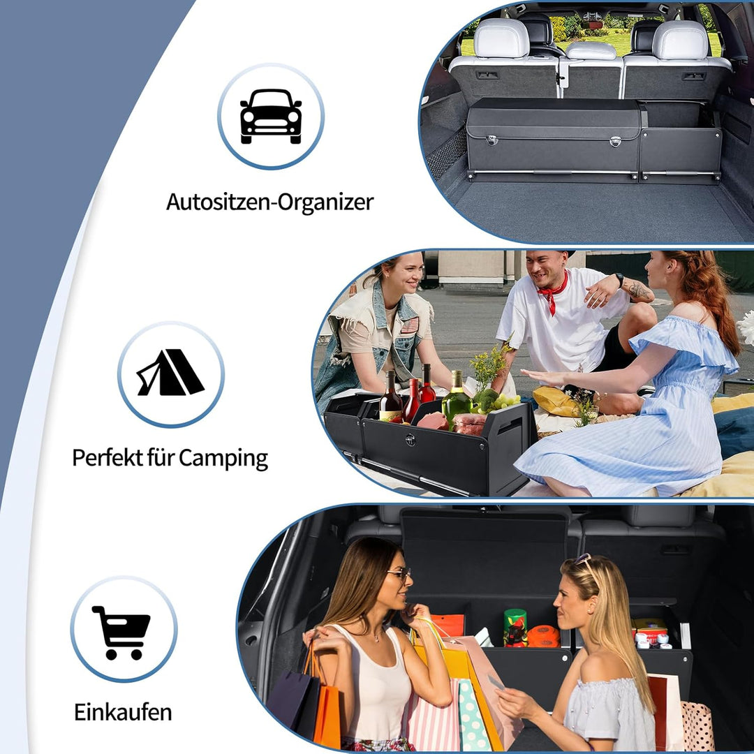 Auto Kofferraum Organizer mit Deckel – 2-in-1 Modulares XXL-Kofferraumtasche, Multifunktionaler Aufb