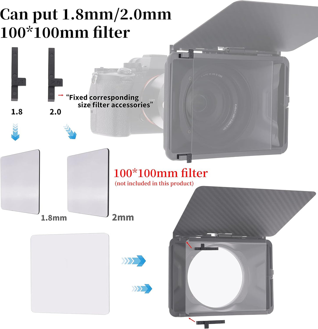 Hersmay Mini Matte Box Clip-on Lens Matte Boxes mit 15mm Rod Clamp für DSLR Mirrorless Kamera für So