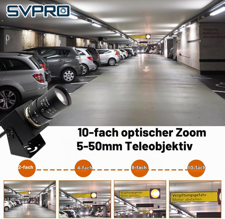 Svpro 2MP Global Shutter USB Kamera 90FPS Hochgeschwindigkeitskamera mit 5-50mm Zoomobjektiv, manuel