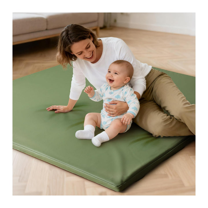 Wasserdicht Krabbelmatte Baby 127x127x3cm,Kunstleder Spielmatte Baby,Schaumfüllung Teppich kinderzim