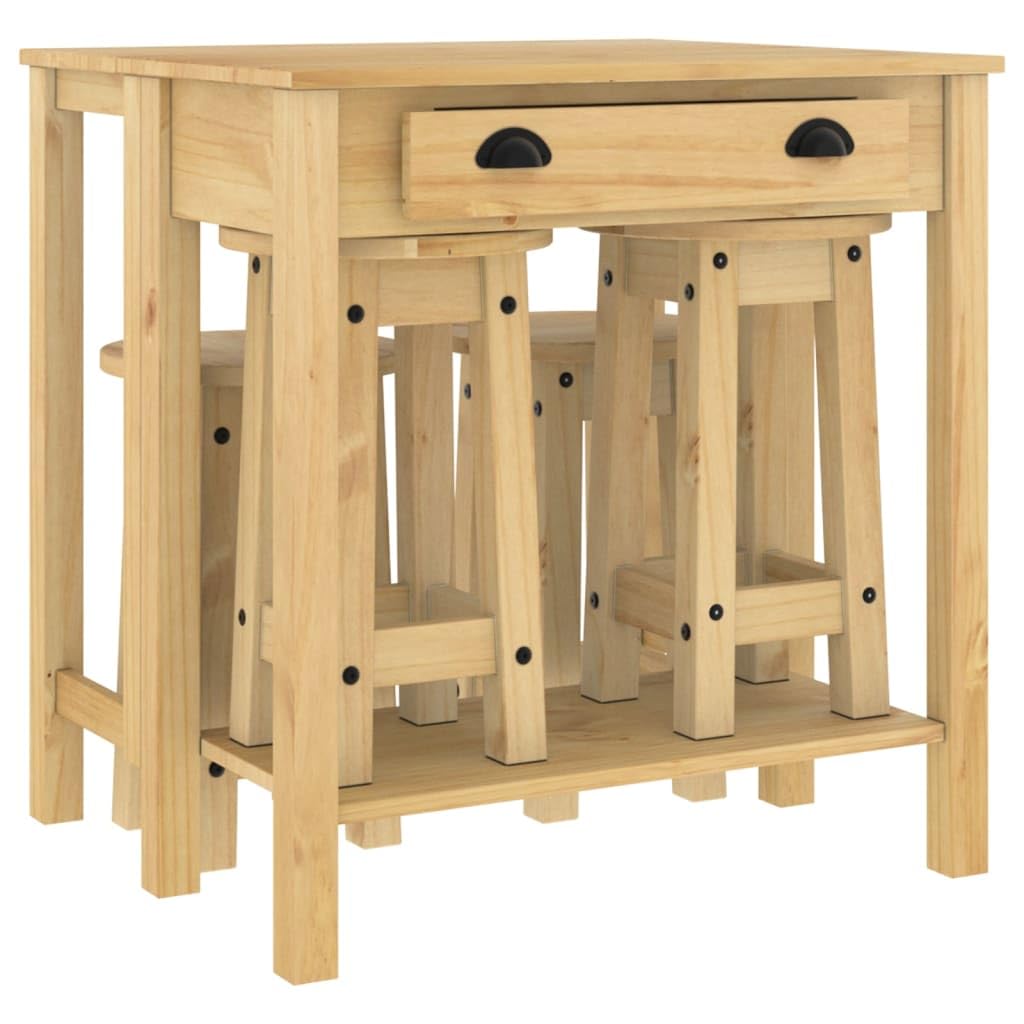 vidaXL Bar Set 5-TLG., Bartisch mit 4 Barhocker, Stehtisch Bistrotisch Barstühle für Esszimmer Küche