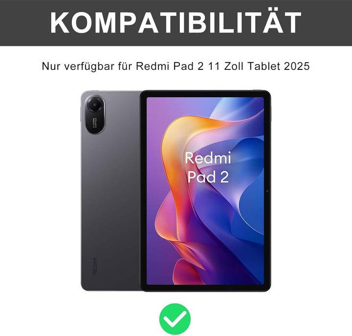 Hülle mit Tastatur für Xiaomi Redmi Pad 2 11 Zoll 2025 mit Trackpad, 7 Farben Beleuchtung, Magnetisc