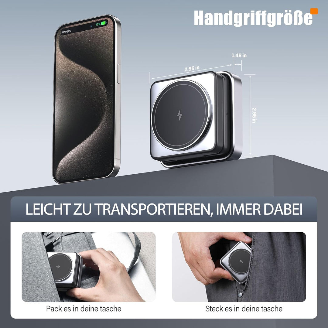3 in 1 Induktive Ladestation Kompatibel mit MagSafe, Faltbar Kabelloses Ladegerät für Apple Watch un