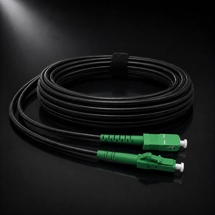 Elfcam® - 100m Gepanzerte Glasfaser-Kabel LC/APC auf SC/APC Simplex Singlemode, 9/125µm OS2, FTTH LW