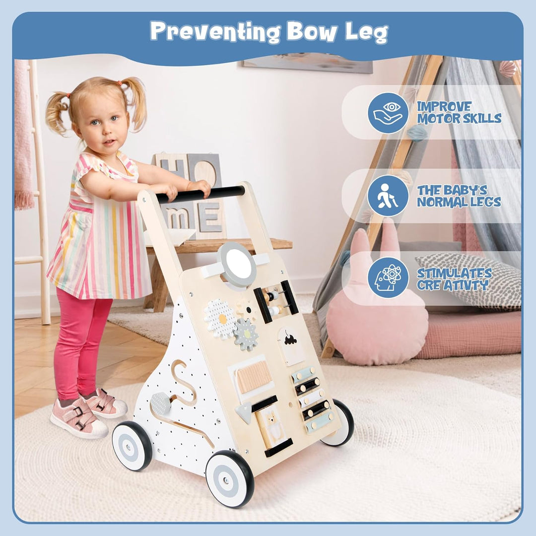 Asweets Lauflernwagen Holz, Montessori Spielzeug Multifunktion Baby Lauflernhilfe, Walking Lernwagen