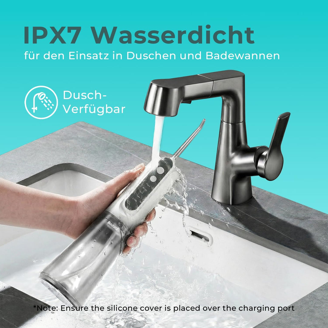 Munddusche Kabellos Water Flosser Zahnreinigung : LED-Anzeige 5 Modi Zahndusche &amp; 6 Düsen, IPX7 Wass