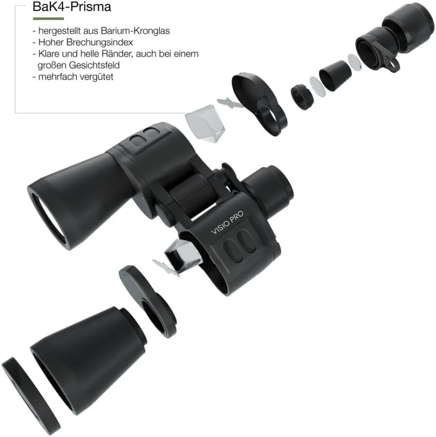 VISIO PRO Fernglas für Erwachsene 10x50 | BAK4 HD Prisma | Ferngläser mit individuell einstellbare D