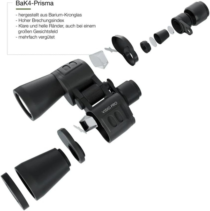 VISIO PRO Fernglas für Erwachsene 10x50 | BAK4 HD Prisma | Ferngläser mit individuell einstellbare D