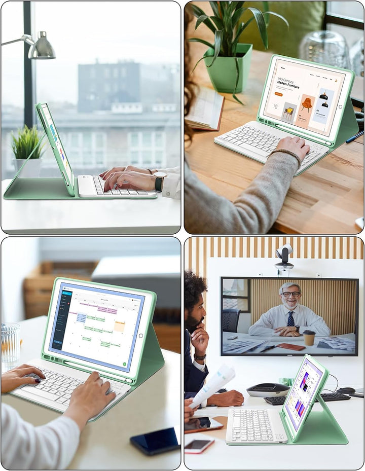 IVEOPPE iPad 9 Generation Hülle mit Tastatur,iPad 10.2 Hülle mit Tastatur, iPad Pro 10 5 Zoll Tastat