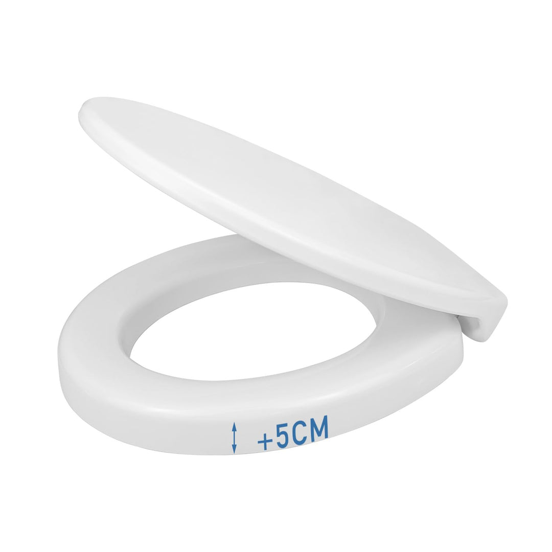 WC-Sitz erhöht 5cm für ältere/behinderte Menschen, WC-Sitzerhöhung Toilettensitz aus Duroplast, leis