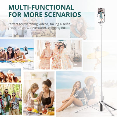 ATUMTEK 59" Selfie-Stick, Selfie-Stick mit Abnehmbarer Bluetooth-Fernbedienung, ausziehbarer Selfie-