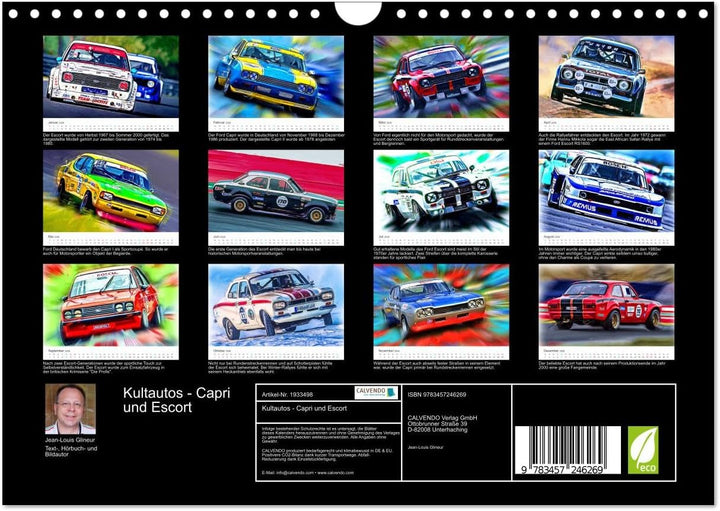 Kultautos - Capri und Escort (Wandkalender 2026 DIN A4 quer), CALVENDO Monatskalender: Autos mit spo