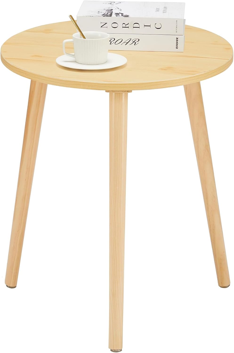 APICIZON Beistelltisch, Couchtisch rund Ø 42 cm, Höhe 51 cm, Sofatisch mit Beinen aus Massivholz, Sk