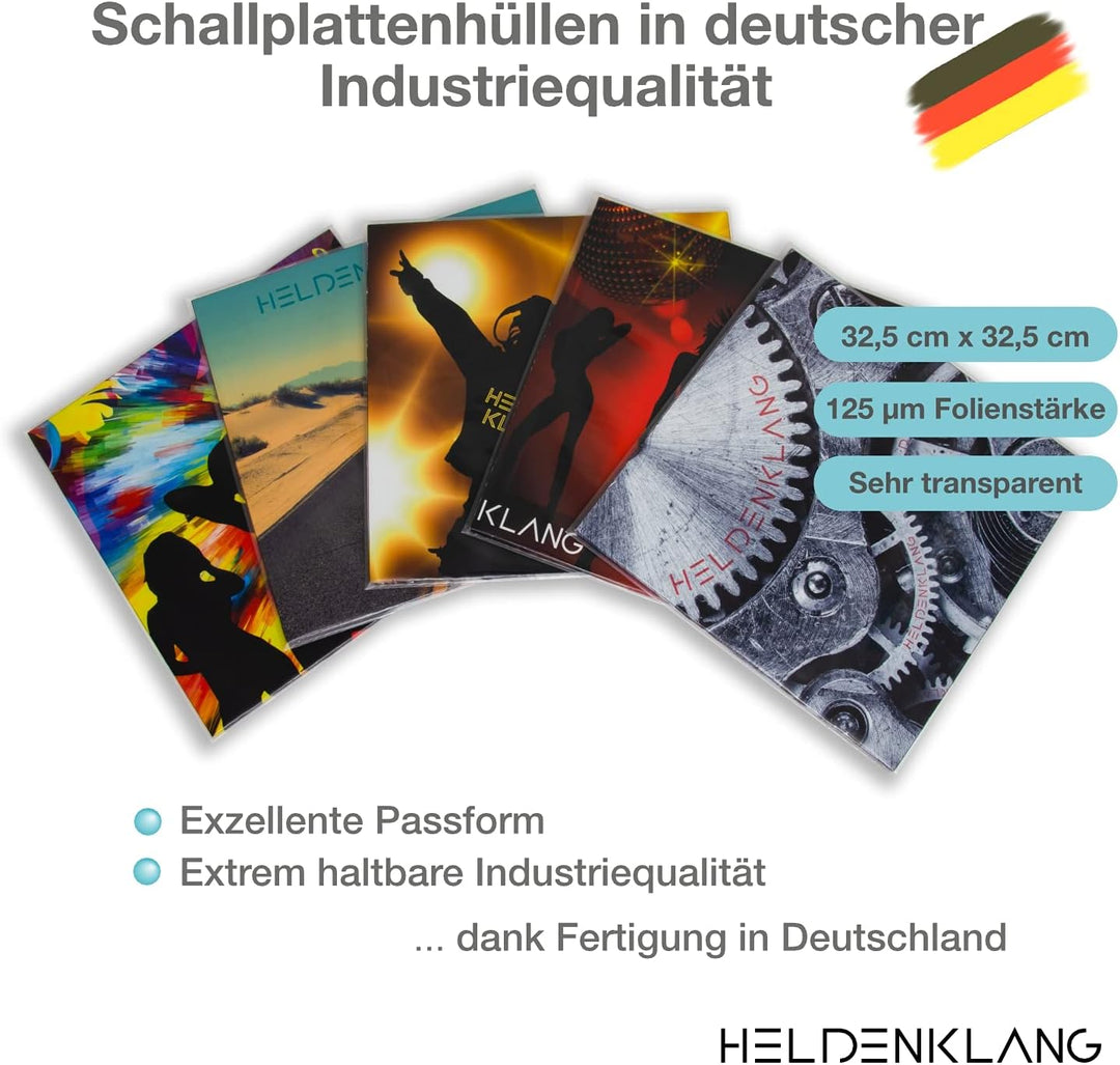Heldenklang® 12" Schallplatten Hüllen - Extra dicke LP-Schutzhüllen - Sehr transparent - Made in Ger