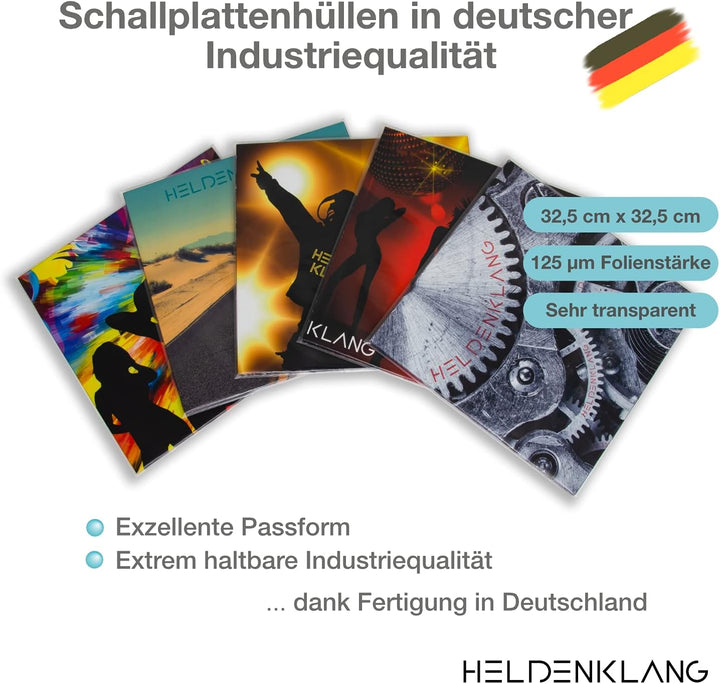 Heldenklang® 12" Schallplatten Hüllen - Extra dicke LP-Schutzhüllen - Sehr transparent - Made in Ger