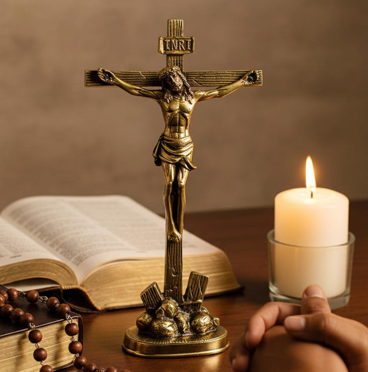 eSplanade Jesus-Kreuz, Messing, antikes Finish, 30,5 cm 12" Jesus Cross, 12" Jesus Cross
