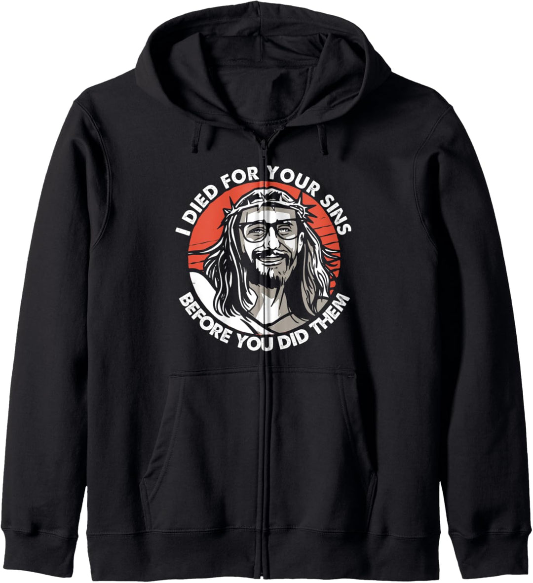 Jesus Christus Hipster Dornenkrone Brille Sünde Schnurrbart Kapuzenjacke