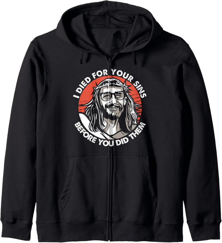 Jesus Christus Hipster Dornenkrone Brille Sünde Schnurrbart Kapuzenjacke