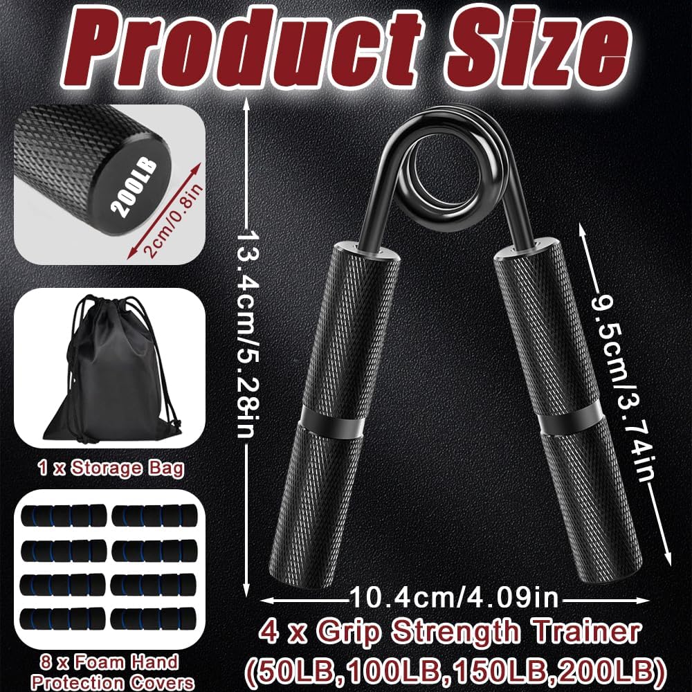 Handtrainer Unterarmtrainer, 4er (50-200LB) Metall Griffkraft Trainer Set mit Fingerstrecker, Handtr
