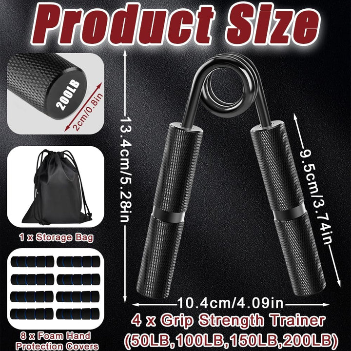 Handtrainer Unterarmtrainer, 4er (50-200LB) Metall Griffkraft Trainer Set mit Fingerstrecker, Handtr