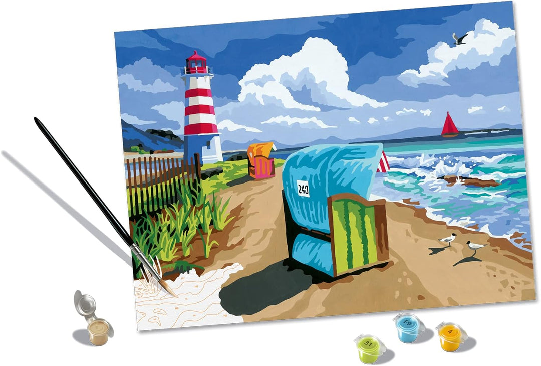 Ravensburger CreArt 23547 - Urlaub an der Ostsee - Malen nach Zahlen Erwachsene, DIY Malset mit Pins