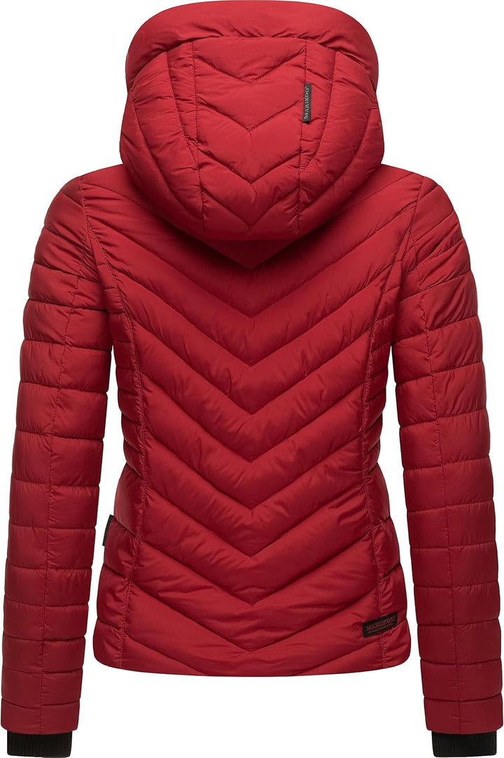 MARIKOO Damen Übergangsjacke leichte Steppjacke kurz mit Abnehmbarer Kapuze Kagomee XS-XXL XS Dark R