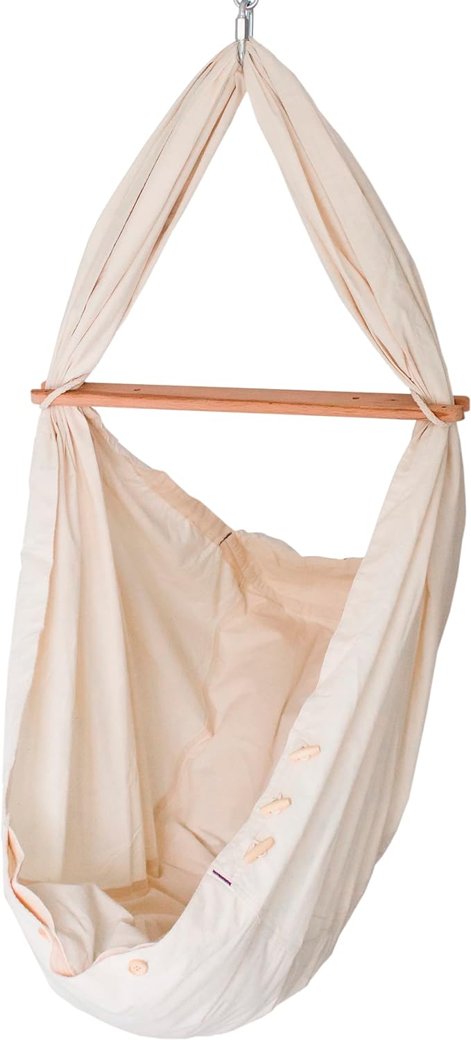 SCHMUSEWOLKE Federwiege - Set mit weissem Tipi-Gestell - Hängematte für Babys und Kleinkinder ab Geb
