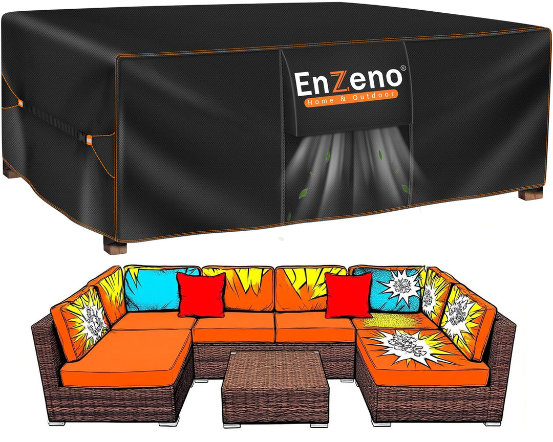 Enzeno Abdeckung Gartenmöbel wasserdichte,300x150x90cm,420D Oxford Loungemöbel Abdeckung,Abdeckplane