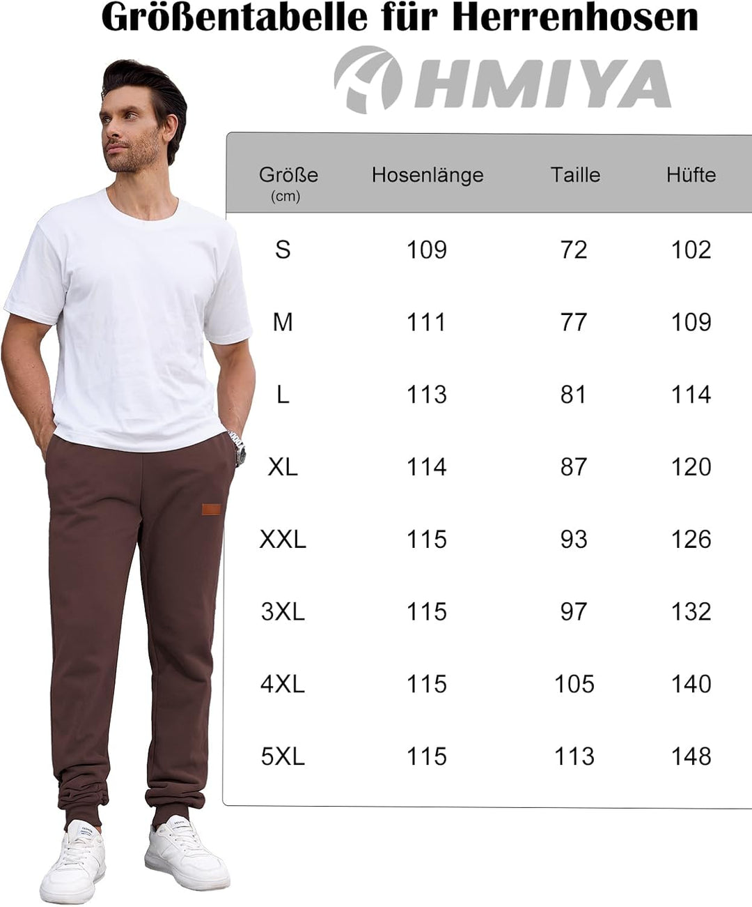 HMIYA Jogginghose Herren Baumwolle Trainingshose Sporthose Freizeithose Lang Hosen Klassische Sweath