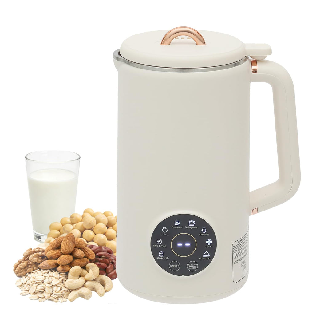 Nussmilch Maschine 1000ml, Sojamilchmaschine mit 12h Timer & 12h Warmhaltezeit, 10 Klingen, Automati