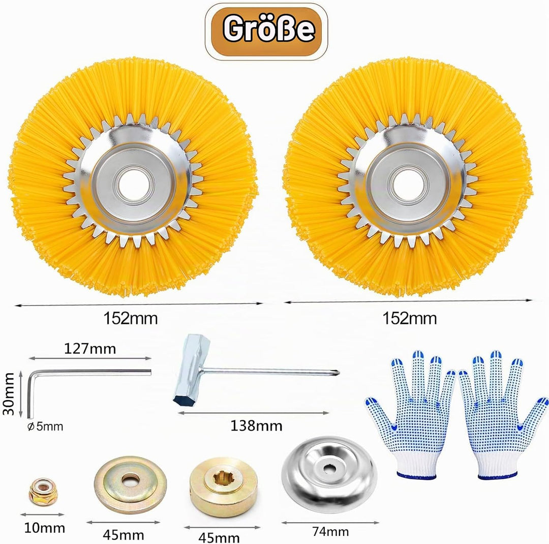 2 PCS Nylon-Unkrautbürste für Motorsense,6 Zoll+6 Zoll 25,4 mm Wildkrautbürste Weed Brush,Hochwertig