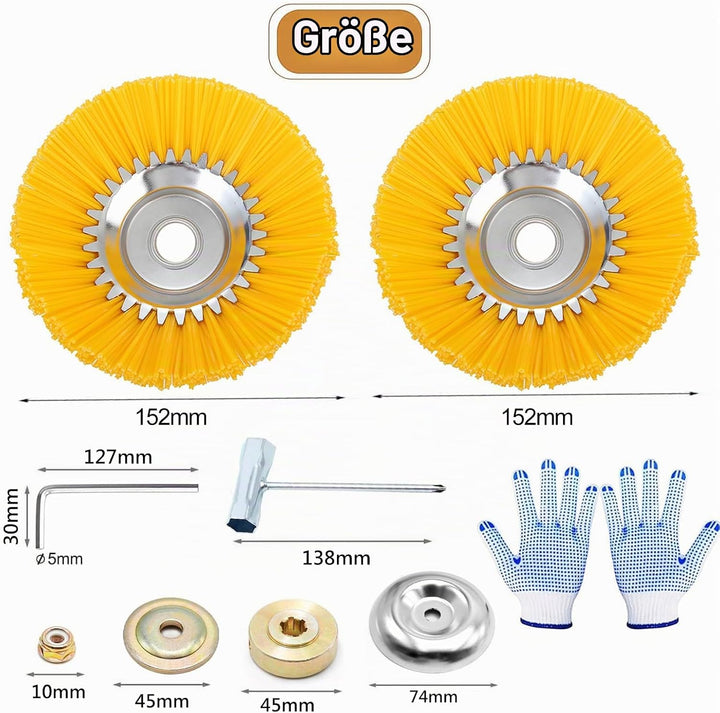 2 PCS Nylon-Unkrautbürste für Motorsense,6 Zoll+6 Zoll 25,4 mm Wildkrautbürste Weed Brush,Hochwertig