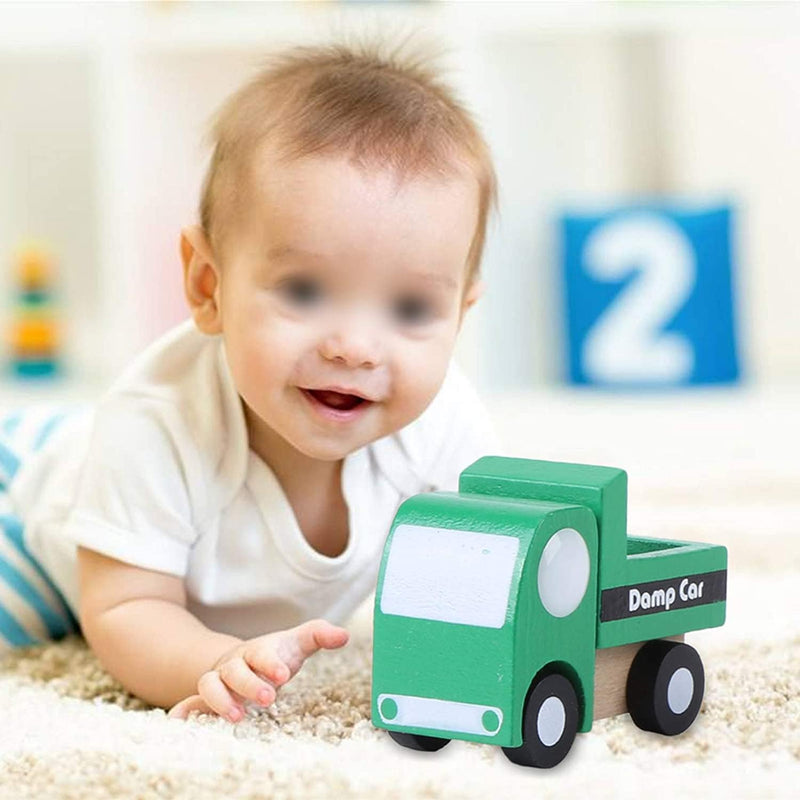 Zerodis 12 Paket Holz Fahrzeug Set Baby Kind Cartoon Spielzeugauto Früherziehung Bildungs Verkehr