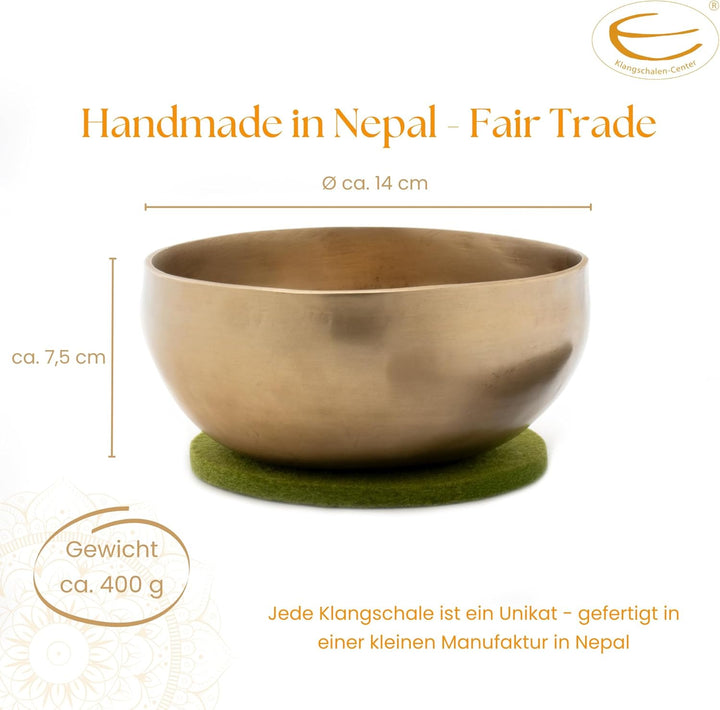 Tibetische Klangschale ca. 350g mit OM-Gravur – Handgeschmiedet in Nepal – Fair Trade – Für Meditati