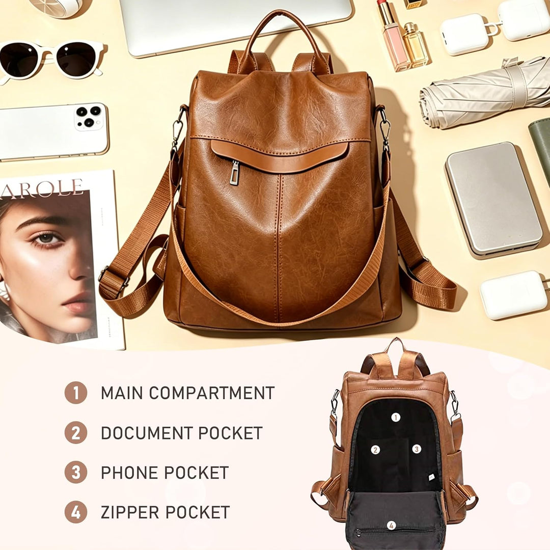 shepretty Damen Rucksack Anti Diebstahl Umhängetasche Multifunktions Schultaschen 099-0298pu-gelb M,