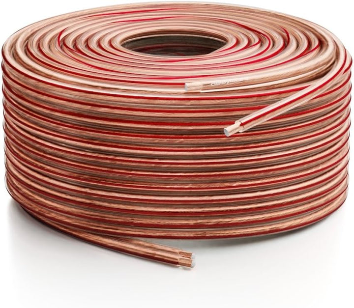 deleyCON 100m Lautsprecherkabel 2x 1,5mm² Boxenkabel CCA Kupferüberzogenes Aluminium 2x48x0,20mm Lit