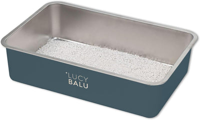 LucyBalu® Edelstahl Katzenklo geruchsfrei | grosse Katzentoilette aus Edelstahl | offenes Katzenklo