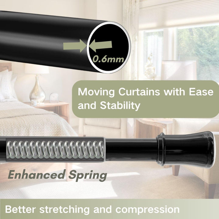 Gardinenstange ohne Bohren schwarz 50-70cm | 1 Stück Teleskopstange | Duschstange & Vorhangstange zu