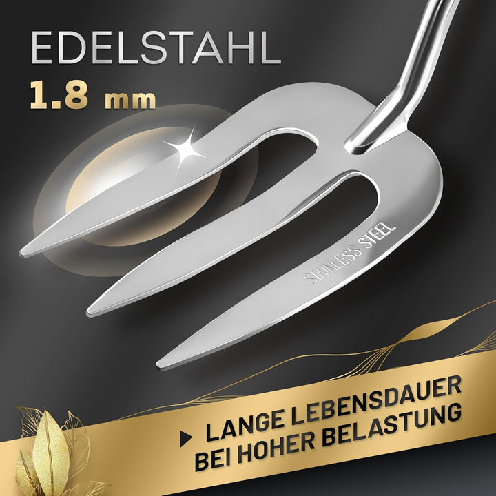 GRÜNTEK 4-TLG Gartenwerkzeug-Set, Premium Gartengeräte, besonders Stabiler Edelstahl, Rutschfester E