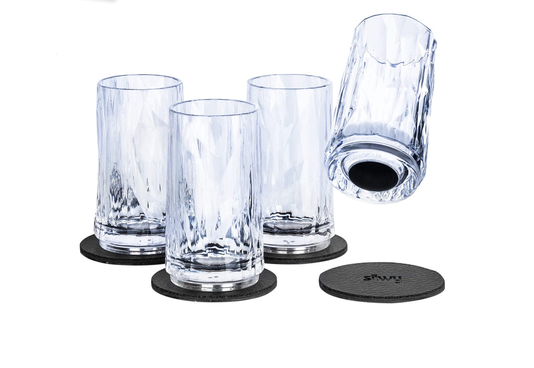 silwy® Magnet-Kunststoffgläser Shot (4er-Set) inkl. Vier wiederverwendbaren Metall-Nano-Gel-Pads - r