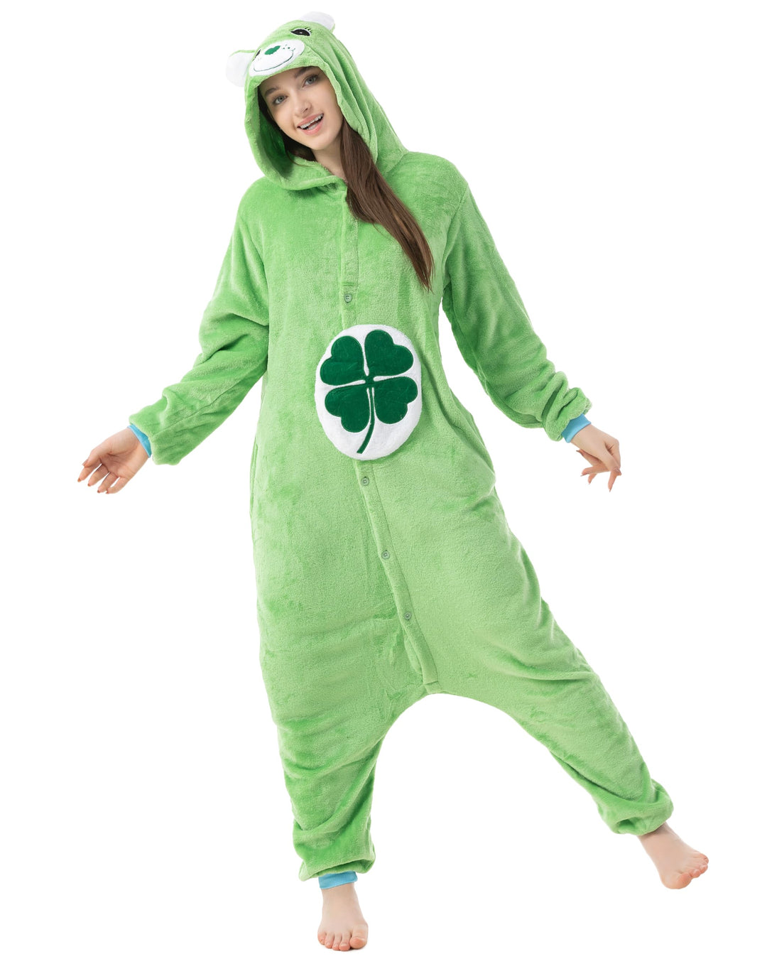 Katara 1744 - Glücksbärchi Onesie Kleeblatt-Kostüm, Lucky Bär, Party, Karnevals-Kostüm, Verkleidung