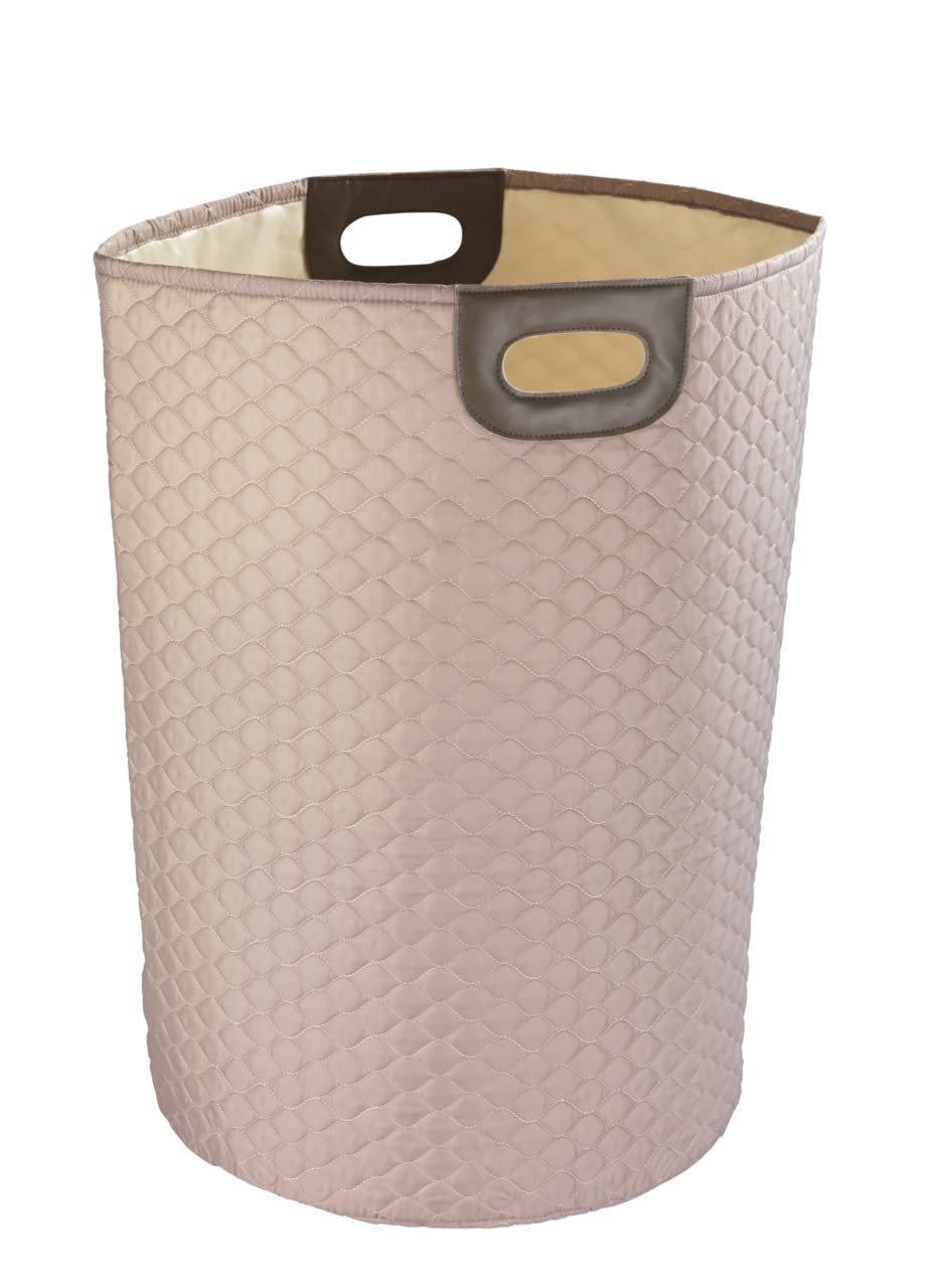 WENKO Wäschesammler Wabo Taupe - Wäschekorb Fassungsvermögen: 75 l, Polyester, 40 x 60 x 40 cm, Taup